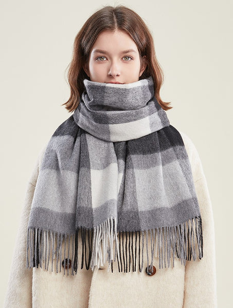 Soft Wool Scarf for women, Wool Scarf for Women, Plaid Winter Shawl, Christmas Holiday Gift, Evening Wrap, Large Winter Shawl, Elegant Shawl, Warm Cape, Winter Scarves-Paintingforhome