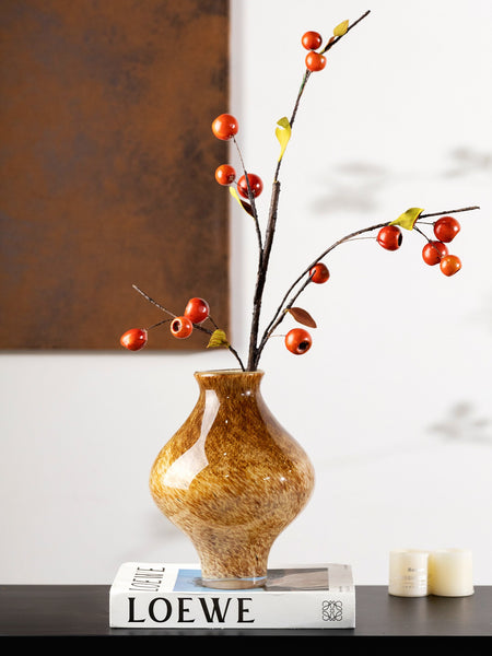 Modern Glass Bud Vases, Centerpiece Vases on Table, Handmade Liuli Vases, Color Glaze Vase, Contemporary Vases for Modern Home Decor-Paintingforhome