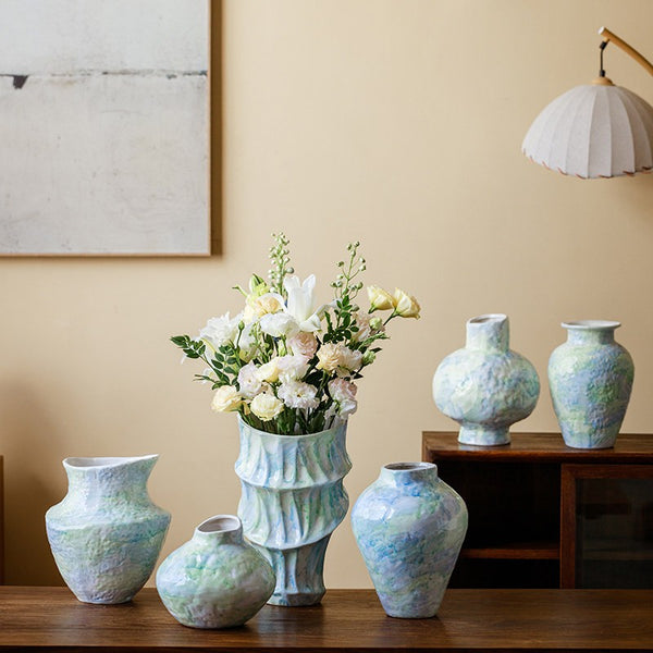 Modern Porcelain Flower Vases, Handmade Water Holding Flower Vases, Centerpiece on Dining Table, Ceramic Bouquet Vases, Flower Vases on Table-Paintingforhome