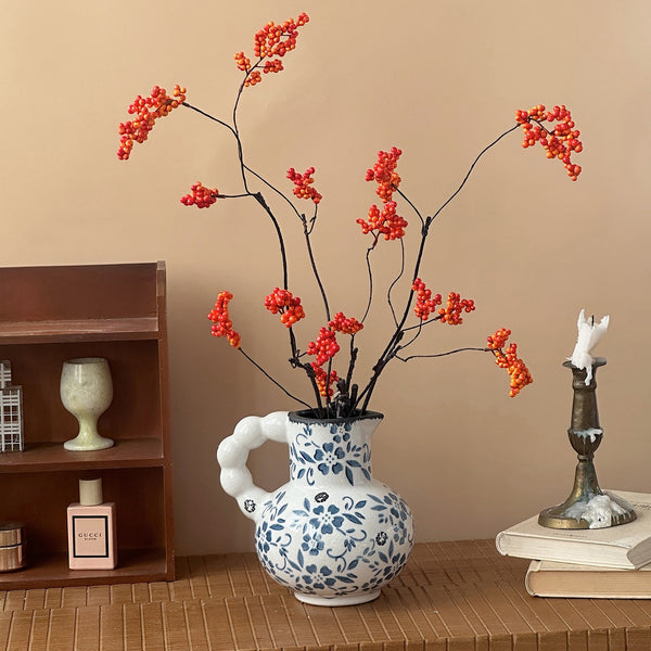 Handmade Water Holding Flower Vases, Rustic Porcelain Flower Vases, Ceramic Bud Vases, Small Flower Vases on Table-Paintingforhome