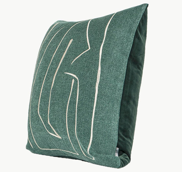 Abstract Green Decorative Throw Pillows, Geometric Square Modern Throw Pillows for Couch, Large Contemporary Throw Pillow for Interior Design-Paintingforhome