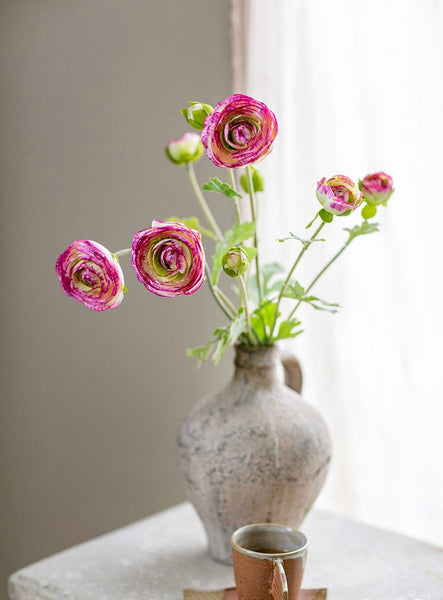 Flower Arrangement Ideas for Dining Room Table, Ranunculus Asiaticus Flowers, Simple Modern Floral Arrangement Ideas for Home Decoration, Spring Artificial Floral for Bedroom-Paintingforhome