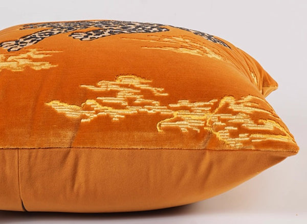 Contemporary Modern Sofa Pillows, Yellow Embroidery Tiger Pattern Pillows for Couch, Decorative Throw Pillows for Bedroom, Large Modern Sofa Pillow for Living Room-Paintingforhome