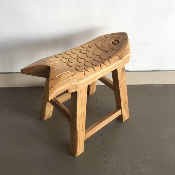 Handmade Solid Wood low Stool, Creative Shoe-changing Stool, Old Elm Wood Stool, Children's Wooden Stool, Sofa Stool, Dining Table Stool-Paintingforhome