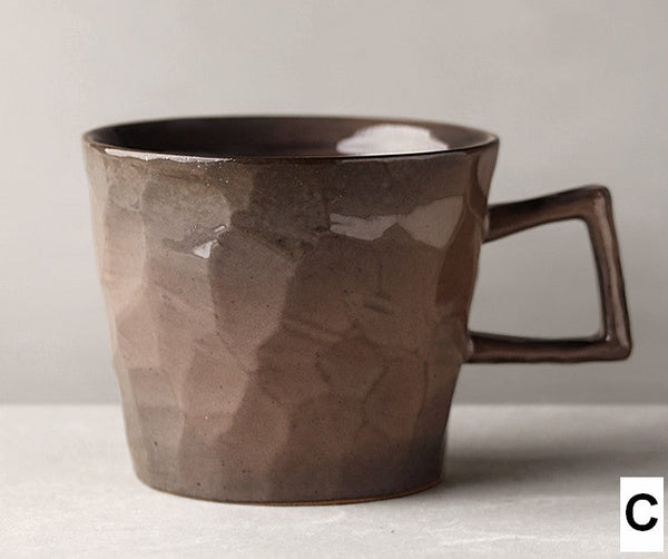 Modern Handmade Pottery Coffee Cup, Creative Brown White Black Blue Ceramic Coffee Mugs, Large Unique Tea Cup, Large Capacity Coffee Cups-Paintingforhome