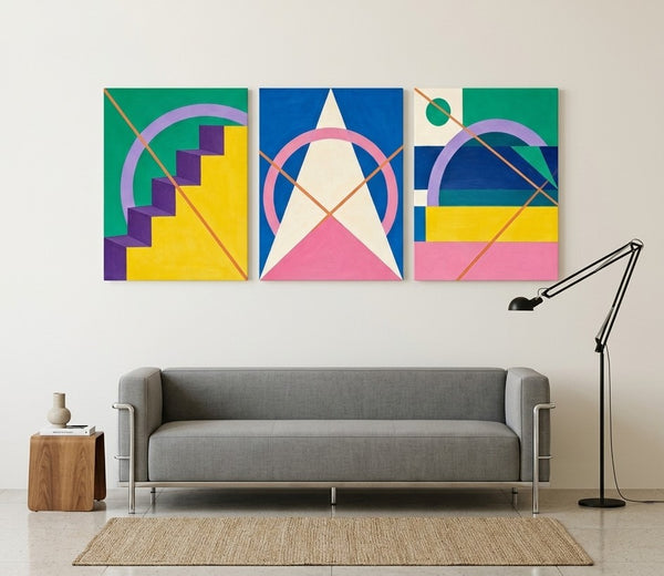 Modern Paintings for Living Room, Multi Panel Canvas Art, Large Group Paintings, Geometric Abstract Paintings