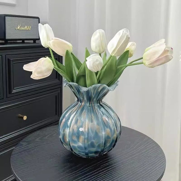 Modern Glass Bud Vases, Centerpiece Vases on Table, Handmade Liuli Vases, Color Glaze Vase, Contemporary Vases for Modern Home Decor-Paintingforhome
