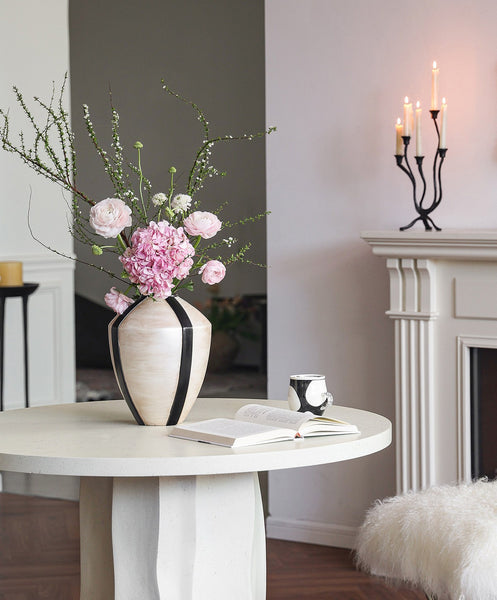 Centerpiece Ceramic Bouquet Vases, Porcelain Vases for Modern Home Decor, Large Contemporary Vases on Dining Table, Handmade Modern Flower Vase-Paintingforhome