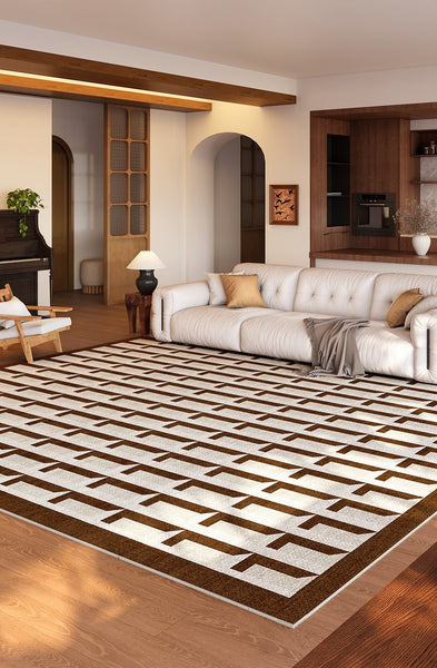 Geometric Contemporary Rugs for Living Room, Abstract Modern Carpets for Living Room, Modern Rugs for Dining Room, Mid Century Modern Rugs Next to Bed