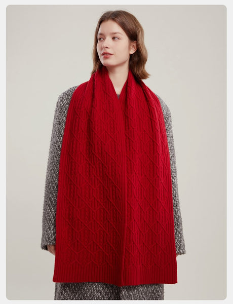 Cold Weather Scarf, Casual Scarf for Women, Fashion Designer Scarf, Red Winter Scarf, Modern Wool Scarf for Women, Soft Cashmere Scarf for Women-Paintingforhome