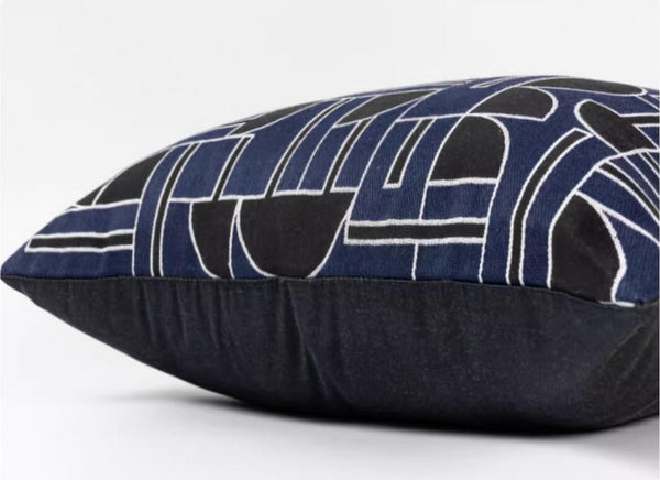 Abstract Decorative Throw Pillows, Geometric Contemporary Pillows, Blue Square Modern Throw Pillows for Couch, Large Simple Throw Pillow for Interior Design-Paintingforhome