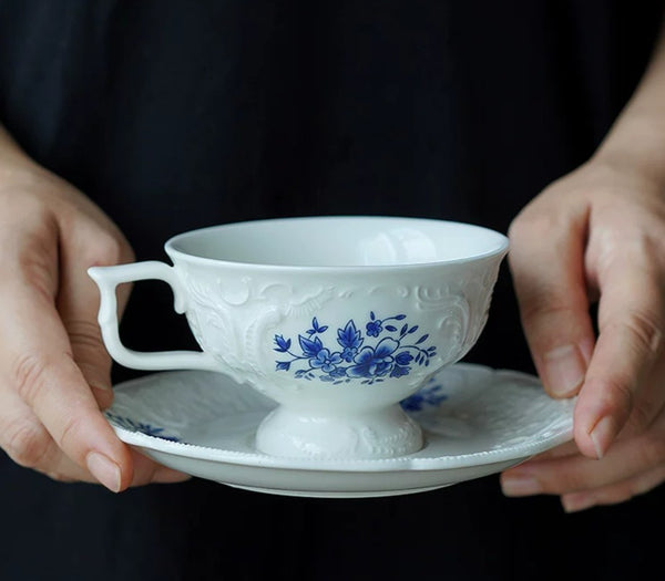 Vintage Tea Cup Set, Modern Ceramic Cup, Porcelain Coffee Saucer, Traditional Ceramic Tea Cup with Saucer, Afternoon Tea Saucer Set, Coffee Gift Box Set-Paintingforhome