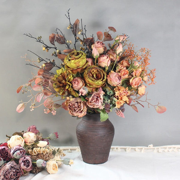 Beautiful Peony Rose Flowers Arrangement Interior Design, Large Faux S ...