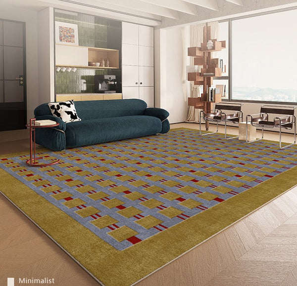 Mid Century Modern Rugs for Living Room, Vintage Area Rugs for Bedroom, Large Contemporary Area Rugs for Dining Room-Paintingforhome