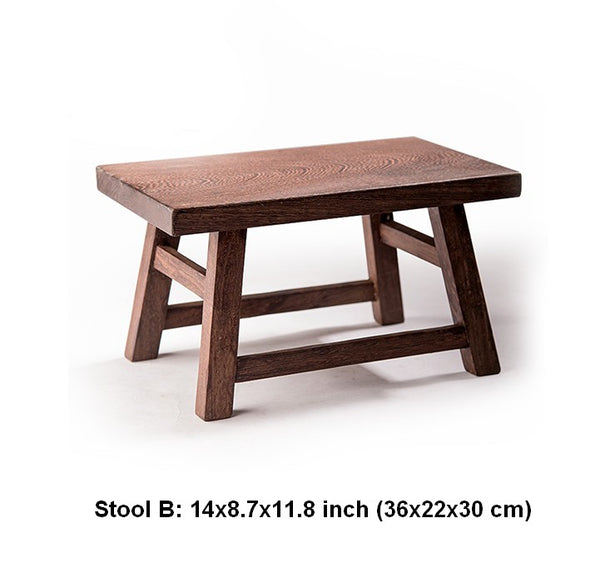 Shoe-changing Stool, Solid Wood low Stool, Wenge Wood Stool, Children's Wooden Stool, Sofa Stool, Dining Table Stool-Paintingforhome