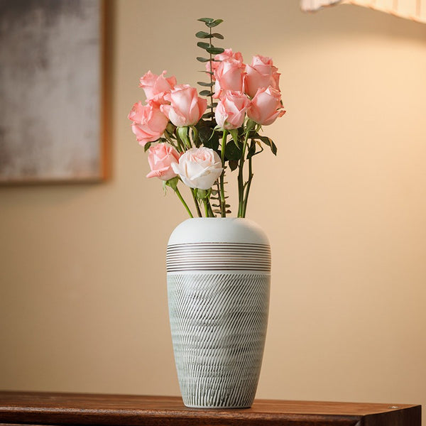 Centerpiece on Dining Table, Large Flower Vase on Table, Pottery Flower Vases Urn, Modern Bouquet Flower Vases, Handmade Water Holding Flower Vases-Paintingforhome