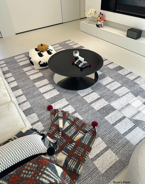 Modern Floor Rugs for Bedroom, Dining Room Floor Rug, Large Gray Floor Rugs for Living Room, Extra Large Geometric Modern Rugs for Office-Paintingforhome
