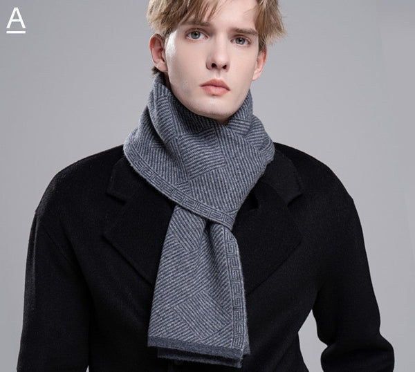 Formal Men Scarf Styles, Black Gray Fashion Scarf, Thick Wool Scarf, Business Wool Scarf for Gentleman, Men's Winter Scarf, Red Casual Scarf Men, Men's Wool Scarf Winter-Paintingforhome