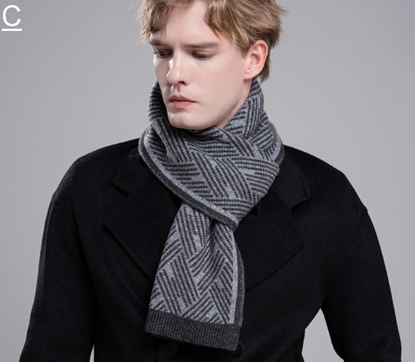Gray Wool Scarf for Gentleman, Red Thick Wool Scarf, Business Formal Men Scarf Styles, Men's Winter Scarf, Casual Scarf Men, Men's Wool Scarf Winter, Fashion Scarf-Paintingforhome