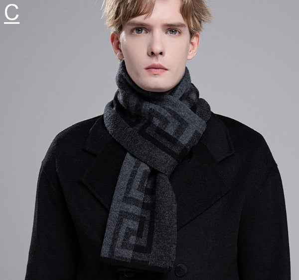 Gray Thick Wool Scarf, Black Business Formal Men Scarf Styles, Wool Scarf for Gentleman, Men's Winter Scarf, Casual Scarf Men, Men's Wool Scarf Winter, Red Fashion Scarf-Paintingforhome