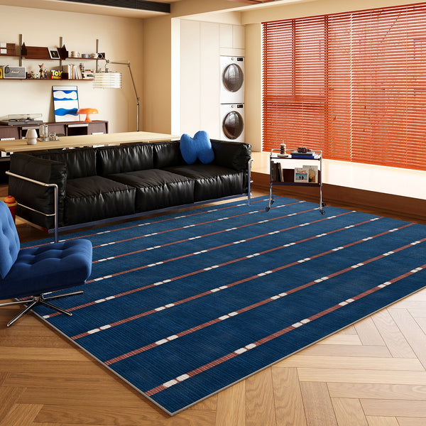 Blue Modern Rugs for Dining Room, Bedroom Modern Floor Carpet, Mid Century Area Rugs, Contemporary Modern Living Room Rug Ideas-Paintingforhome