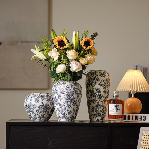 Porcelain Flower Vases, Modern Ceramic Bouquet Vases, Centerpiece on Dining Table, Flower Vase on Table, Handmade Water Holding Flower Vases-Paintingforhome