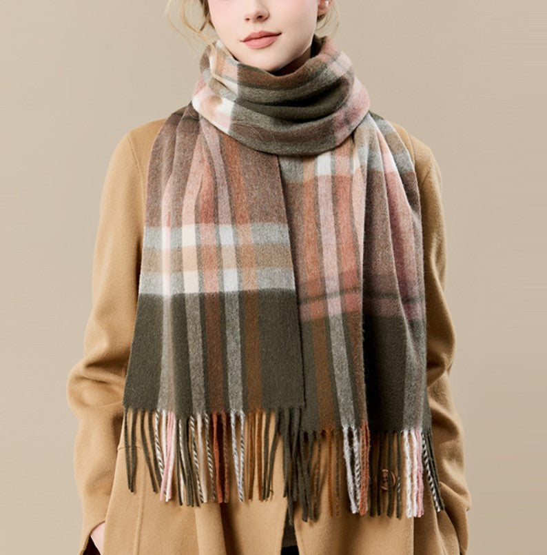 Warm Winter Scarf, Cold Weather Scarf, Soft Cashmere Scarf for Women, Checked Scarf Winter Wool Scarf, Elegant Wool Scarves, Holiday Scarf, Fashion Scarf, Christmas Gifts for Her-Paintingforhome