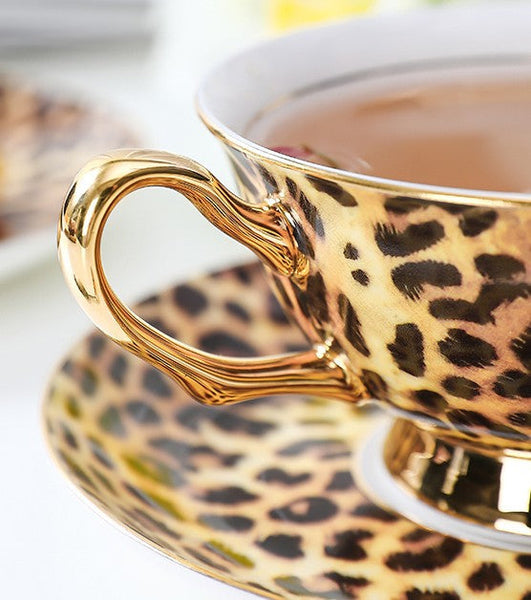 Modern Ceramic Cups, 7.8 oz Porcelain Tea Cup Saucer Set, Elegant Ceramic Coffee Cups, Unique Tea Cup and Saucer in Gift Box-Paintingforhome