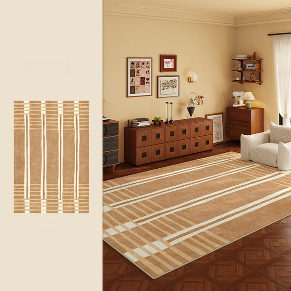 Geometric Modern Rugs for Dining Room, Large Modern Rugs for Living Room, Bedroom Modern Rugs, Cream Color Contemporary Modern Rugs-Paintingforhome