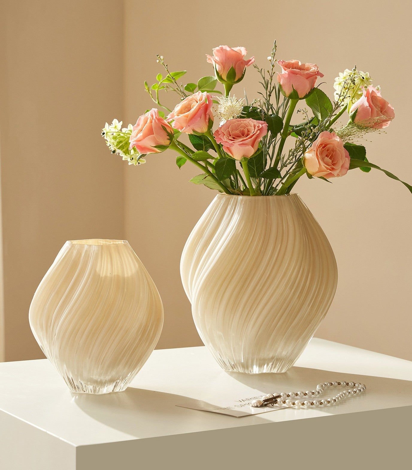 Mid Century Pink Vases For Flowers, Retro Modern Living Room Decor, Vintage Floral Display Vessel, Artistic Table Accent, Handmade Glazed Pottery