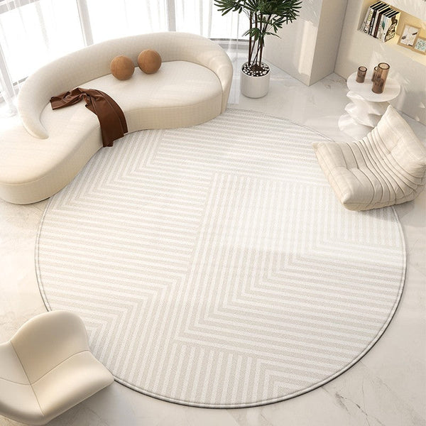 Abstract Modern Area Rugs for Bedroom, Circular Modern Rugs under Chairs, Geometric Round Rugs for Dining Room, Contemporary Modern Rug for Living Room-Paintingforhome