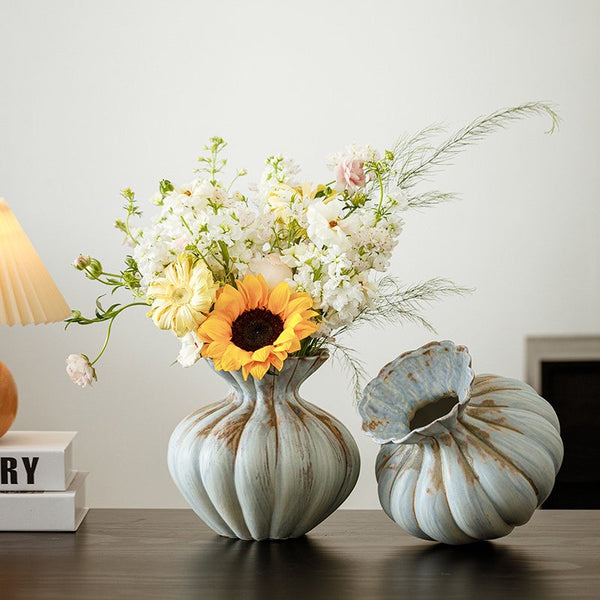 Handmade Water Holding Flower Vases, Modern Flower Vase Centerpiece on Table, Porcelain Flower Vases, Ceramic Bouquet Vases-Paintingforhome