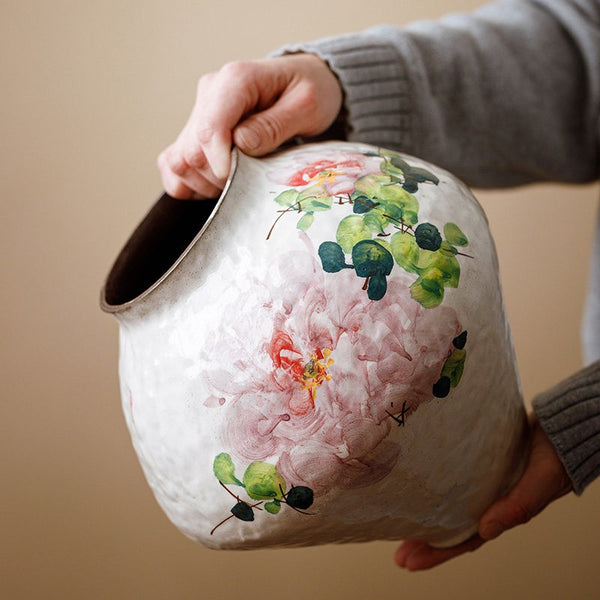 Modern Porcelain Flower Vases, Flower Vases on Table, Handmade Water Holding Flower Vases, Centerpiece on Dining Table, Ceramic Bouquet Vases-Paintingforhome