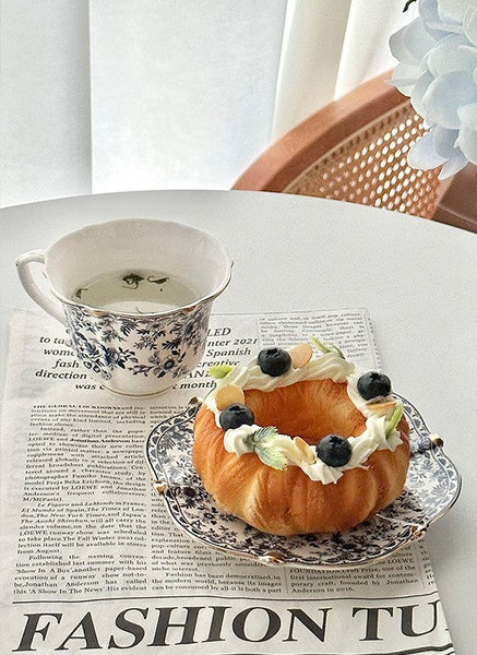 French Style China Porcelain Tea Cup Saucer Set, 7.8 oz Tea Cup and Saucers, Royal Ceramic Cups, Elegant Vintage Ceramic Coffee Cups for Traditional Afternoon Tea-Paintingforhome