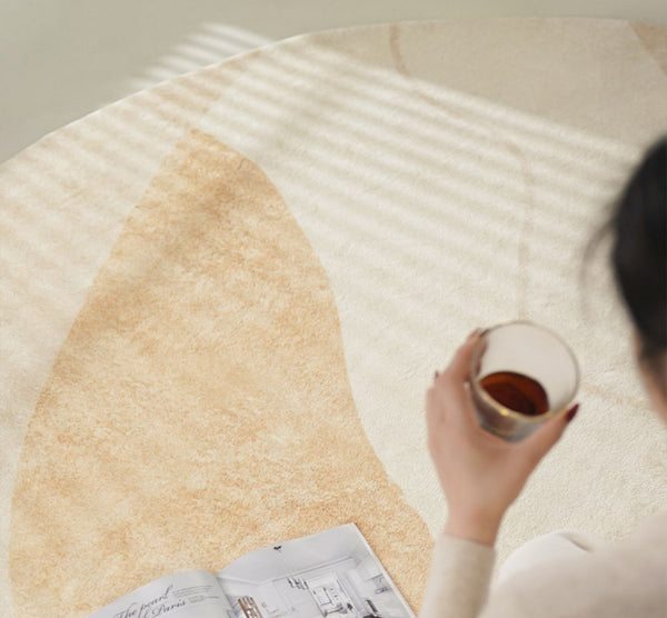 Contemporary Round Rugs Under Bed, Modern Round Carpets for Dining Room, Contemporary Round Rugs for Living Room, Hallway Floor Carpets-Paintingforhome