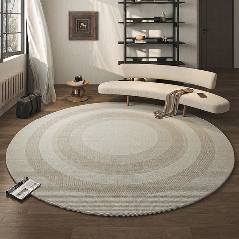 Contemporary Area Rugs for Bedroom, Round Area Rugs for Dining Room, Coffee Table Rugs, Circular Modern Area Rug, Large Modern Rugs for Living Room-Paintingforhome