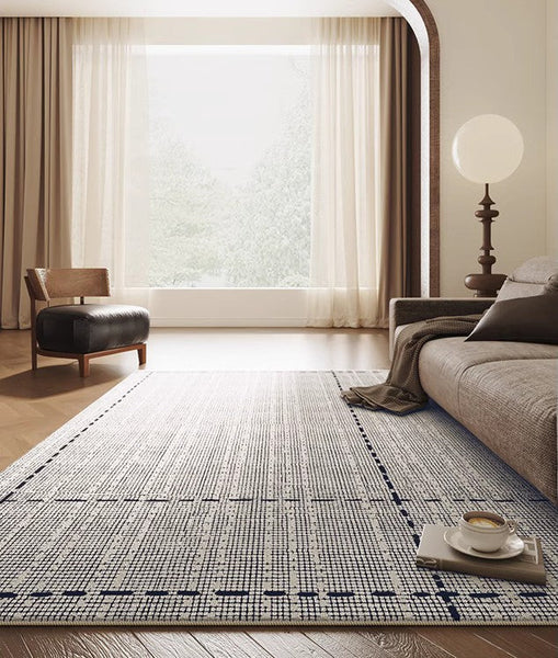 Mid Century Modern Rugs for Bedroom, Large Modern Rugs for Living Room, Contemporary Abstract Rugs under Dining Room Table-Paintingforhome