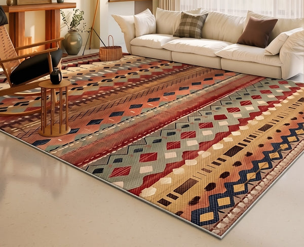 Bohemian Style Carpets for Living Room, Colorful Abstract Rugs for Dining Room, Contemporary Rugs for Bedroom, Mid Century Modern Rugs Next to Bed