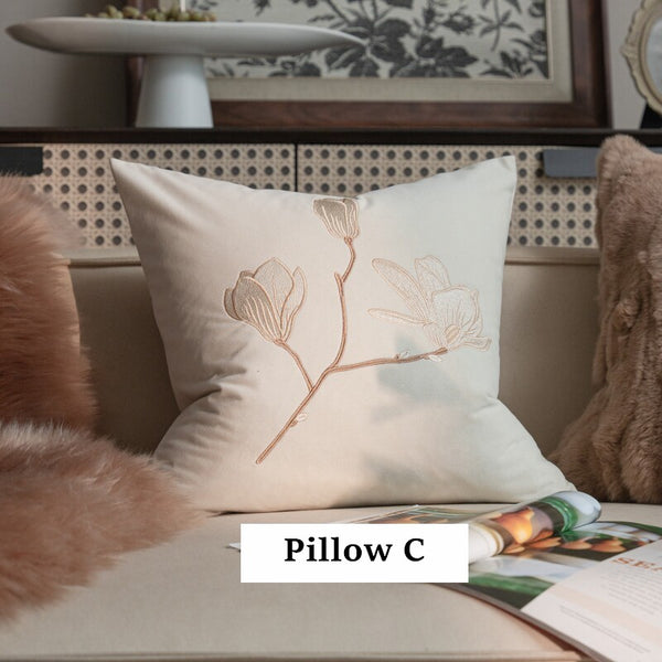 Modern Decorative Pillows for Bedroom, Decorative Pillow Arrangement Ideas for Couch, Embroidered Butterfly Pillow Covers, Large Decorative Throw Pillows for Living Room-Paintingforhome