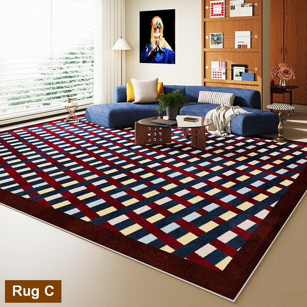 Modern Living Room Rug Ideas, Geometric Modern Rugs for Dining Room, Mid Century Colorful Rugs, Contemporary Abstract Rugs under Coffee Table-Paintingforhome