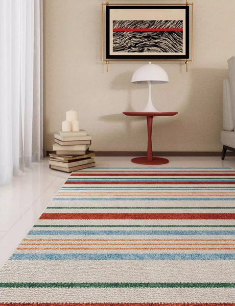 Colorful Modern Rugs under Dining Room Table, Abstract Area Rugs for Living Room, Modern Carpets for Kitchen, Geometric Contemporary Modern Rugs Next to Bed-Paintingforhome