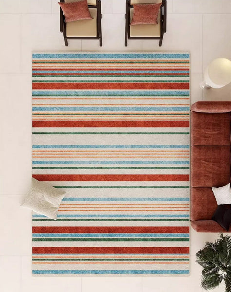 Colorful Modern Rugs under Dining Room Table, Abstract Area Rugs for Living Room, Modern Carpets for Kitchen, Geometric Contemporary Modern Rugs Next to Bed-Paintingforhome
