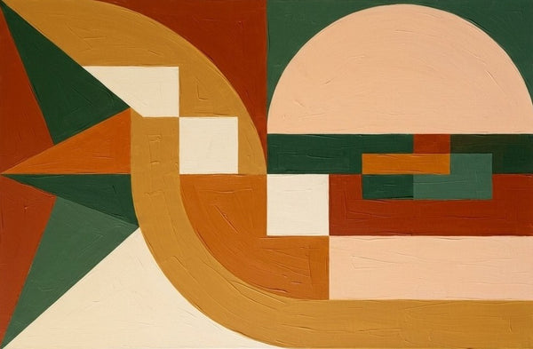 Extra Large Modern Canvas Art, Yellow, Dark Green, Brown- Red, Warm Earth Tones Geometric Pattern Abstract Artwork, Abstract Wall Art Paintings