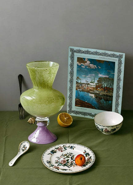 Modern Glass Vase for Flowers, Mid Century Glass Vases, Handmade Modern Vases for Living Room, Unique Decorative Glass Vase, Centerpiece Contemporary Vases on Table-Paintingforhome