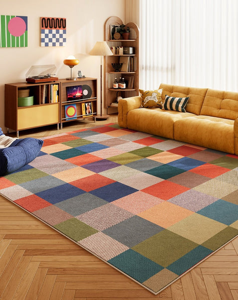Colorful Abstract Modern Rugs, Contemporary Area Rugs, Modern Living Room Rug Ideas, Geometric Carpets for Bedroom, Simple Modern Floor Rugs