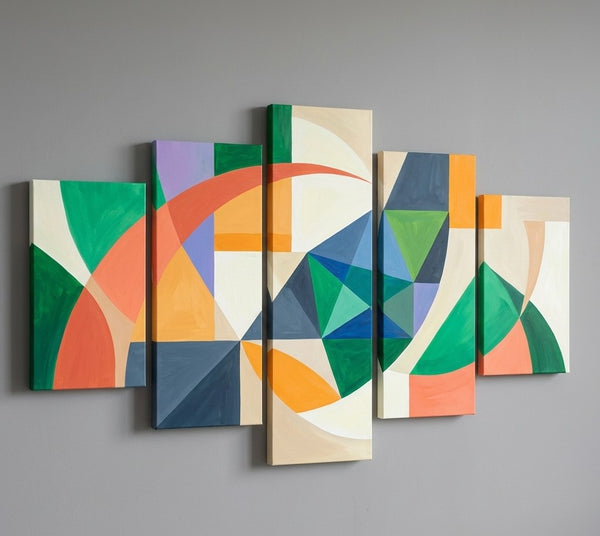 Modern Abstract Paintings, Geometric Acrylic Art for Living Room, Contemporary Canvas Paintings