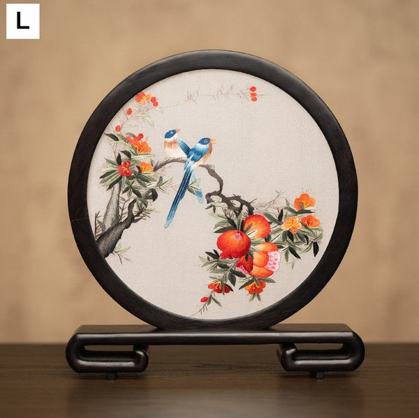 Exclusive Business Present, Flower and Bird Embroidered Decor, Unique Birthday Gift, Traditional Chinese Suzhou Embroidery Ornament, Premium Souvenir-Paintingforhome
