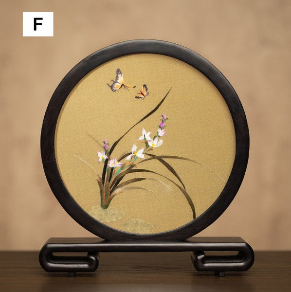Unique Birthday Gift, Traditional Chinese Suzhou Embroidery Ornament, Exclusive Business Present Flower and Butterfly Embroidered Decor, Premium Souvenir-Paintingforhome