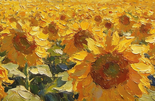 Heavy Texture Paintings, Sunflower Fields of Provence, Hand Painted Canvas Art, Original Small Landscape Paintings, Small Oil Paintings on Canvas, Small Paintings on Canvas, Palette Knife Artwork-Paintingforhome