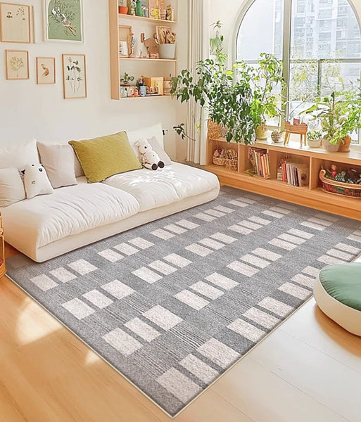 Dining Room Floor Rug, Large Gray Floor Rugs for Living Room, Modern Floor Rugs for Bedroom, Extra Large Geometric Modern Rugs for Office-Paintingforhome